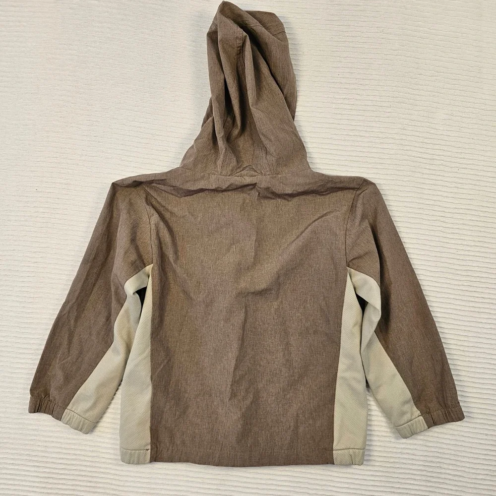 OshKosh B'gosh Boys Brown Heather Quarter ZipHooded Windbreaker Jacket Size 7/7A